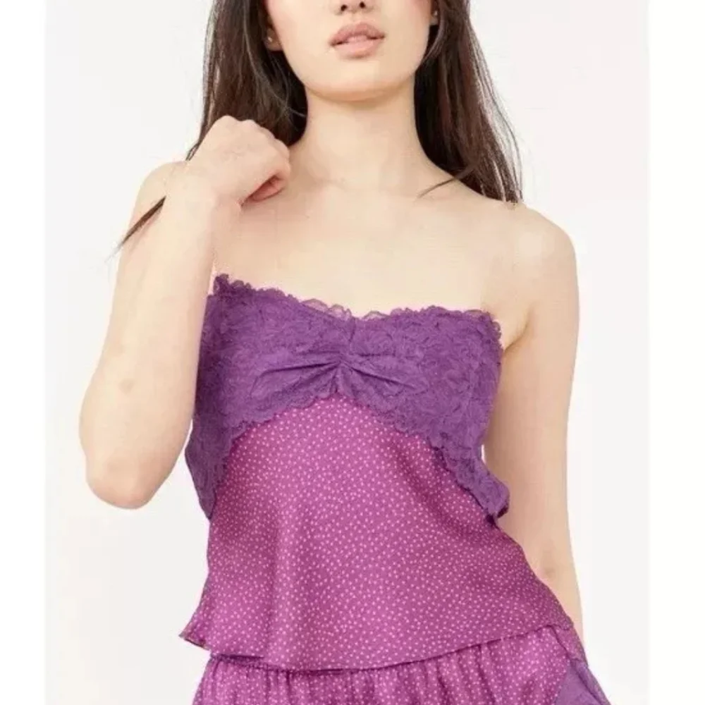Free People Y2k All Dressed Up Lace Polka Dot Strapless No Straps Size L‎